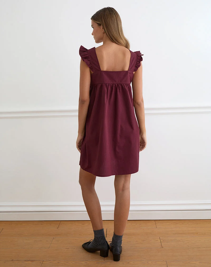 Sanaly Minikleid aus Popeline in Bordeauxrot