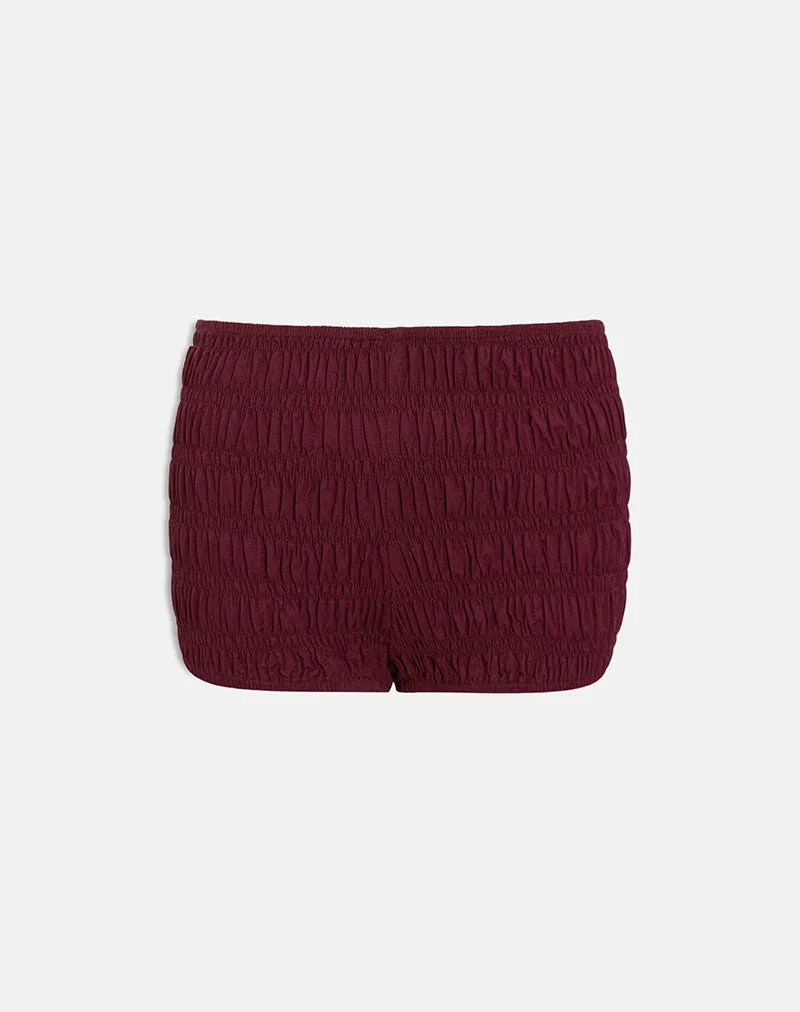 Kubo-Shorts mit Rüschen in Bordeauxrot