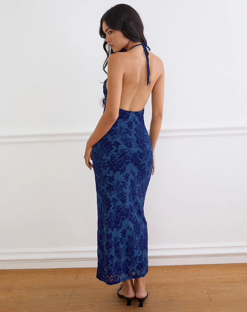 Dawn Maxikleid in „Midnight Leaf Flock Navy“