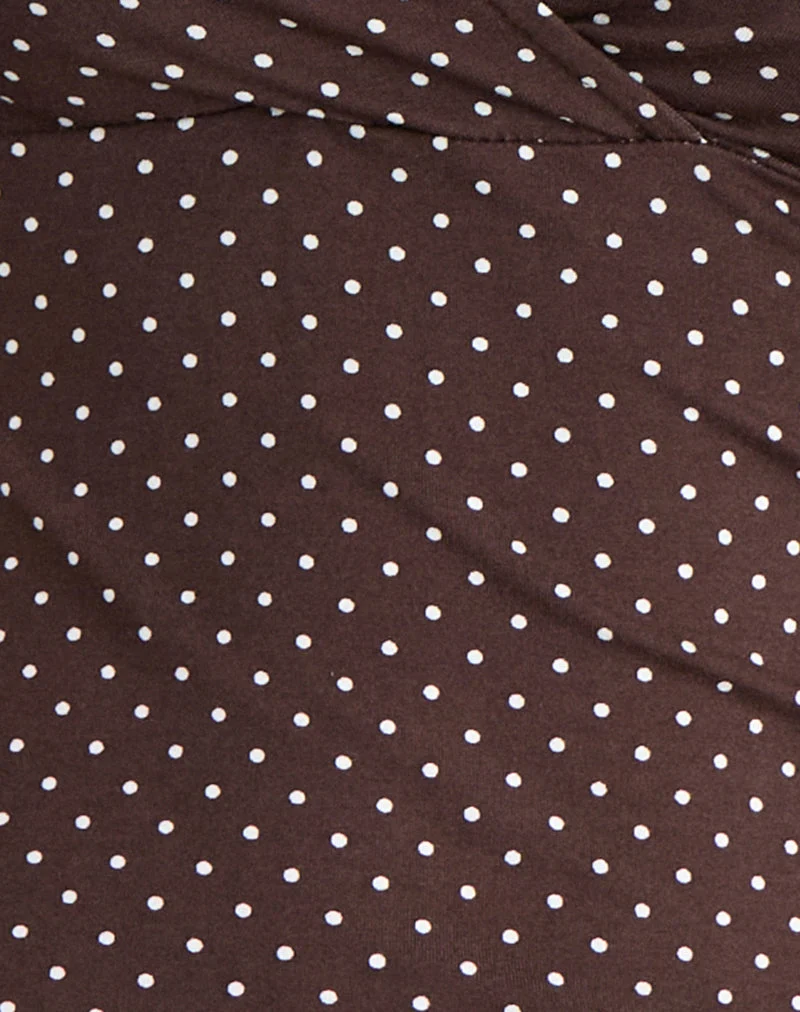 Lobos Crossover-Oberteil aus Jersey Micro Polka Braun