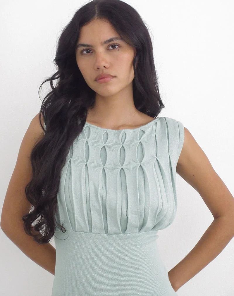 Tapasya-Top aus schimmerndem Lurex in Mintgrün