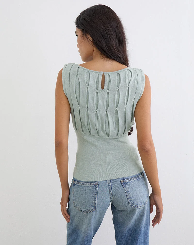 Tapasya-Top aus schimmerndem Lurex in Mintgrün