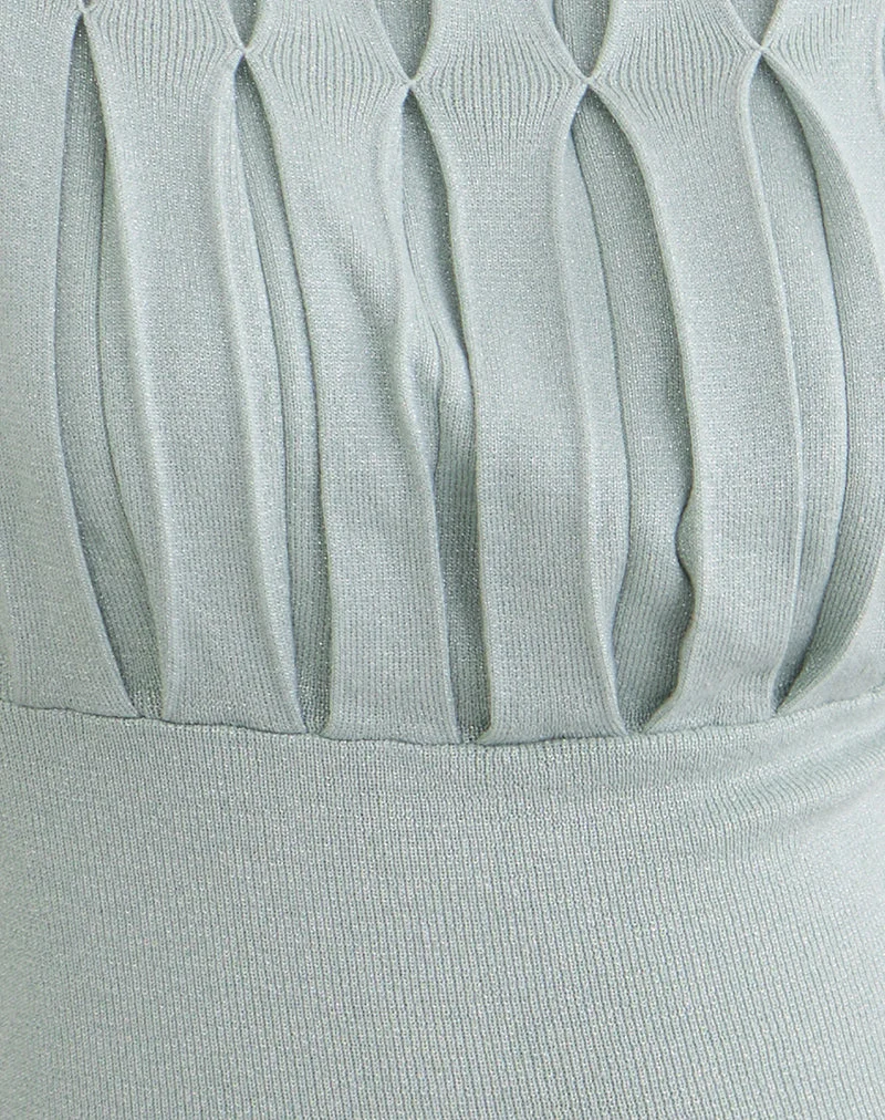 Tapasya-Top aus schimmerndem Lurex in Mintgrün
