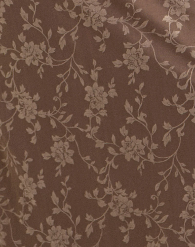 Shaleed Maxikleid in Leafy Flock Dark Taupe