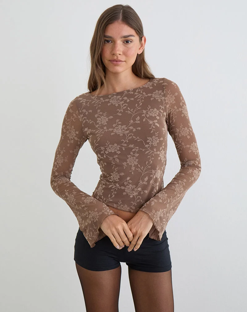 Lakya Top in Blattgrün mit dunklem Taupe