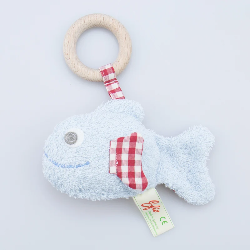 Efie Greifling Fisch mit Holzring hellblau