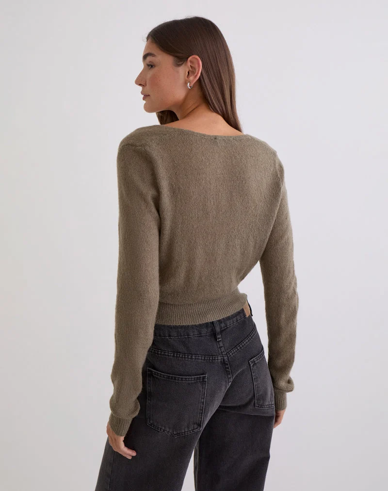 Nilza Wickeloberteil aus Strick in Taupe