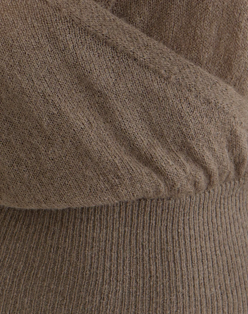 Nilza Wickeloberteil aus Strick in Taupe