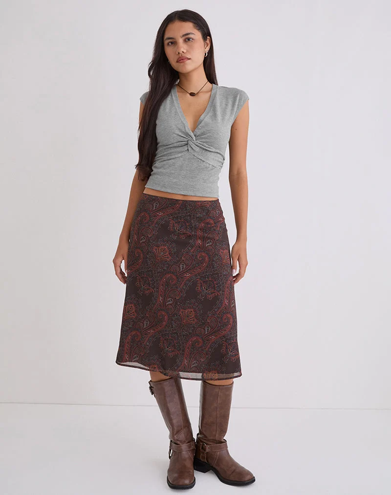 Suriela Midirock aus Chiffon in Royal Paisley Burgundy