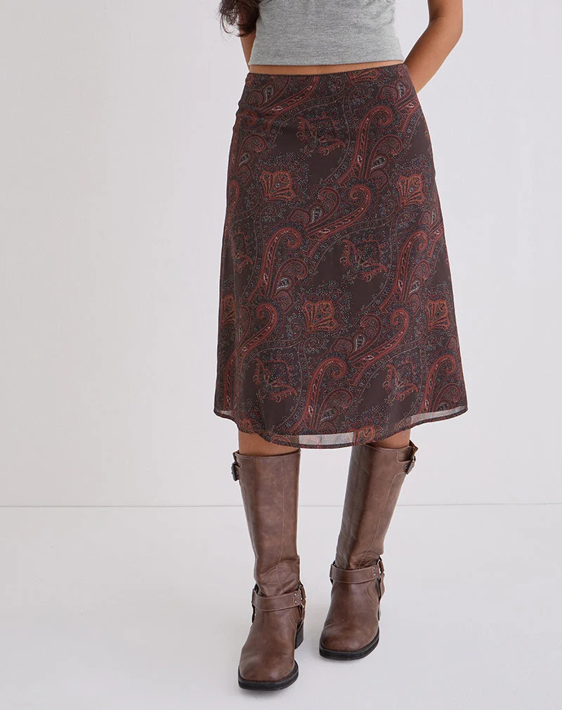 Suriela Midirock aus Chiffon in Royal Paisley Burgundy