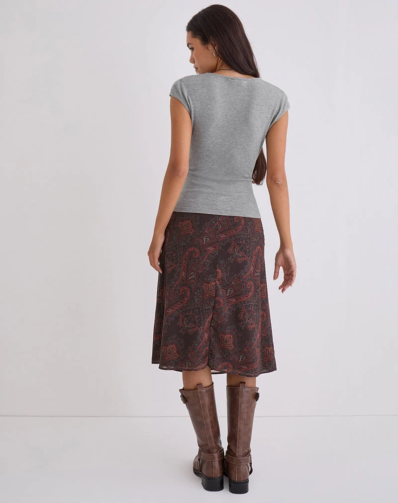 Suriela Midirock aus Chiffon in Royal Paisley Burgundy
