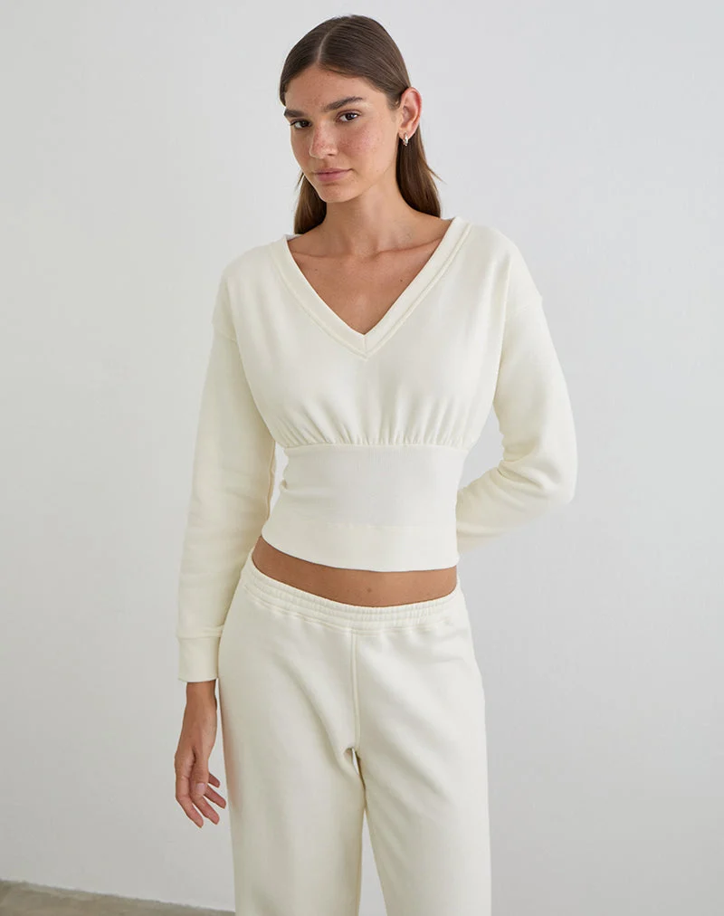 Bigail Pullover mit V-Ausschnitt in Winterweiß