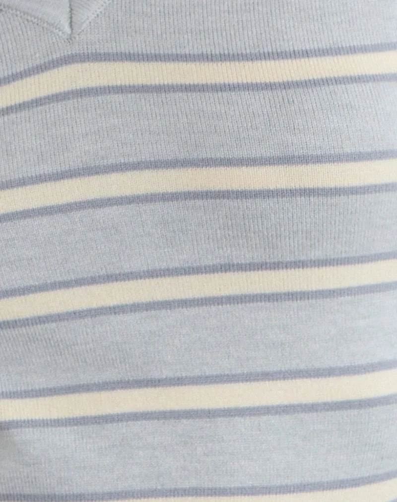 Yasra Pullover aus gestreiftem Strick in Creme und Grau
