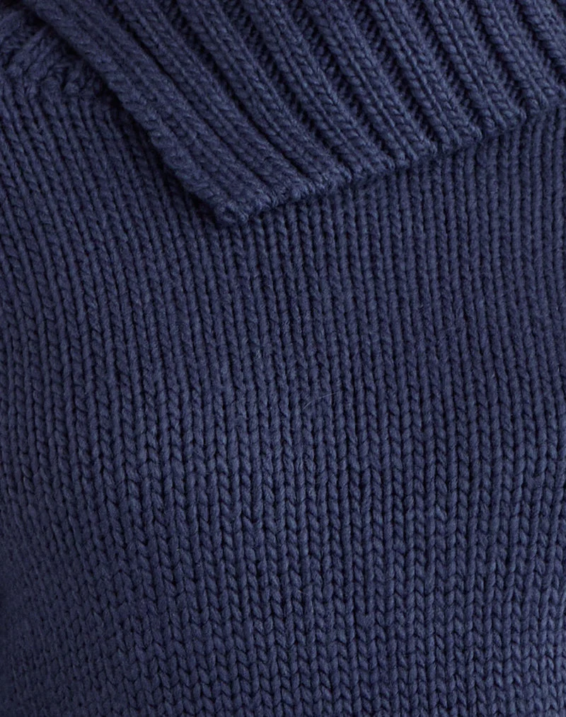 Dajah Umschlagpullover aus Strick in Marineblau
