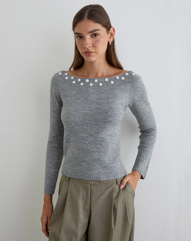 Manahi Pullover aus Perlmuttstrick in Grau
