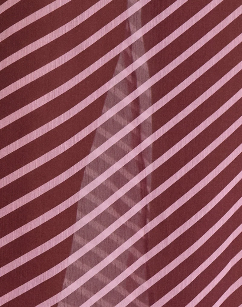 Surina Maxirock aus Chiffon mit schrägen Streifen in Rosa und Burgunderrot