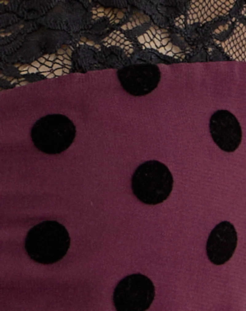 Kasia V-Ausschnitt-Oberteil in Vintage Polka Maroon