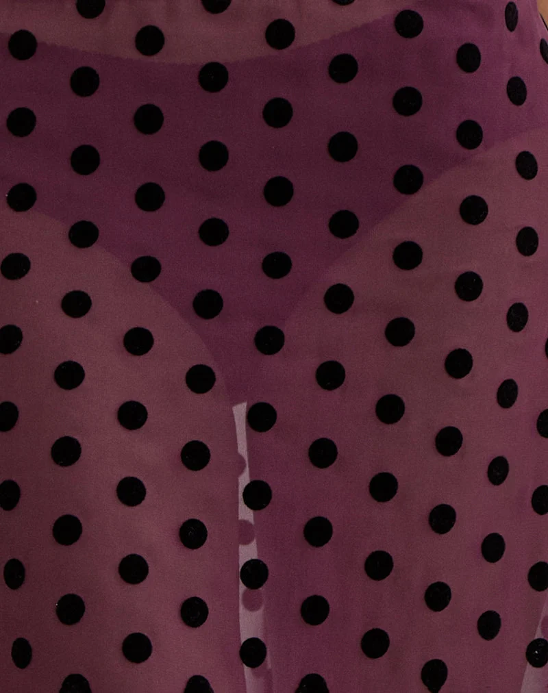 Evani Unlined Midi-Rock in Vintage Polka Maroon