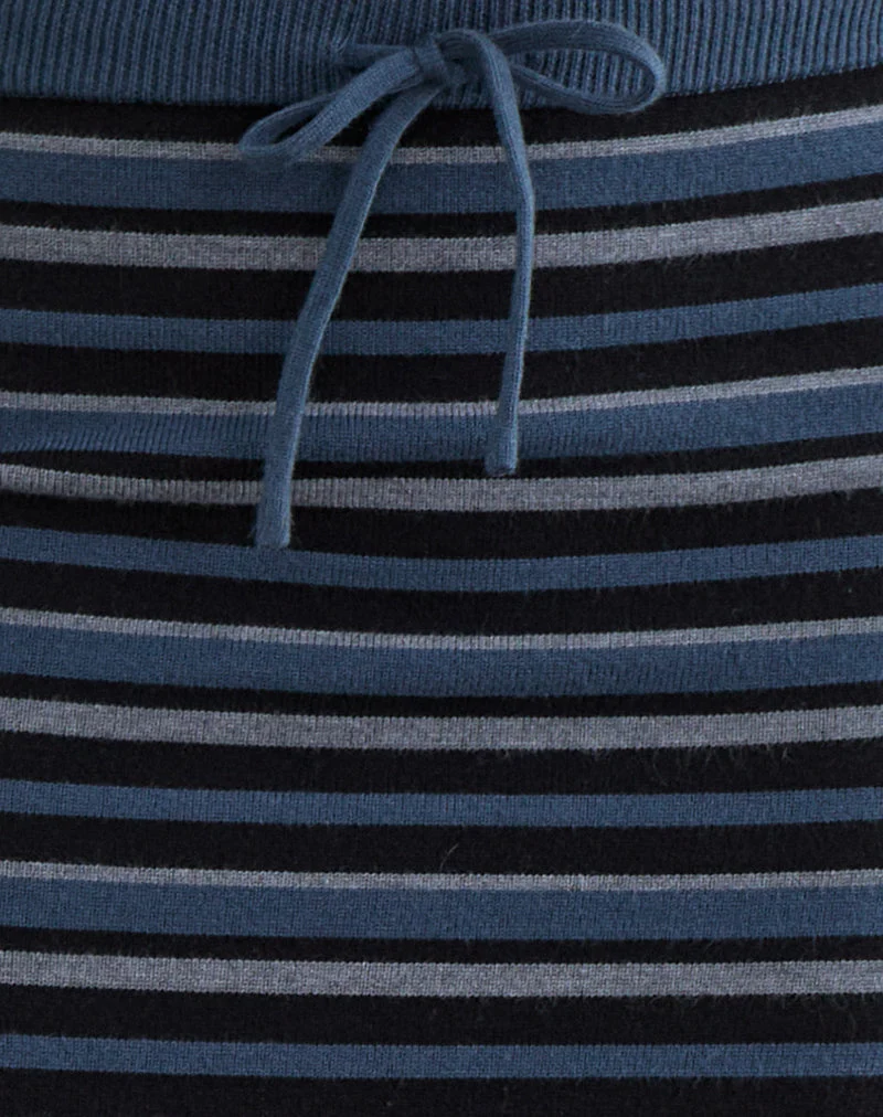 Tarmina Maxirock aus gestreiftem Strickstoff in Blau und Grau