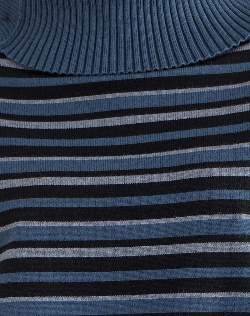 Muniar Pullover aus gestricktem Streifenstoff in Blaugrau