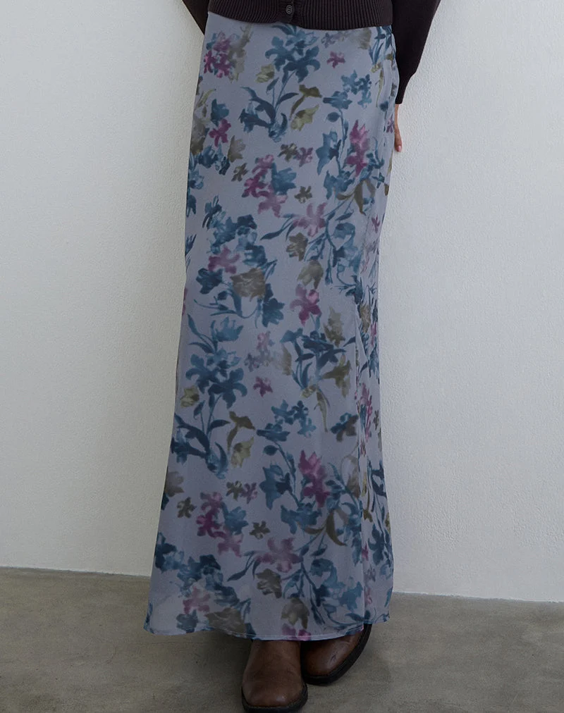 Lurina Maxirock aus Chiffon in Schattenlilienblau