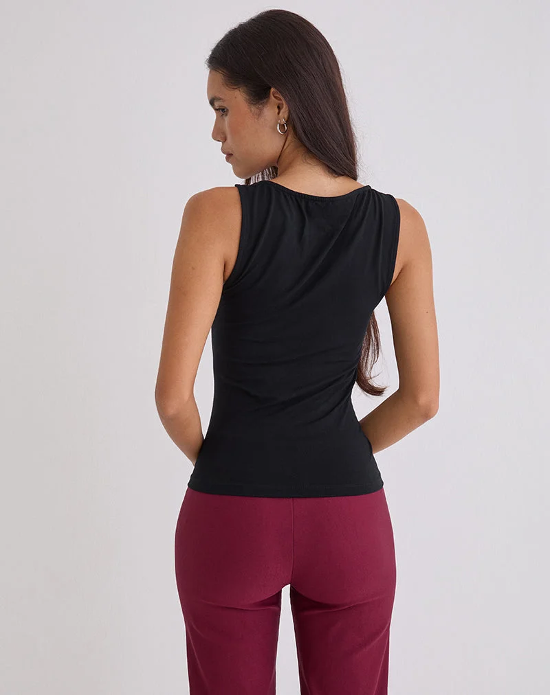 Tanzy Tie Top aus Jersey, schwarz