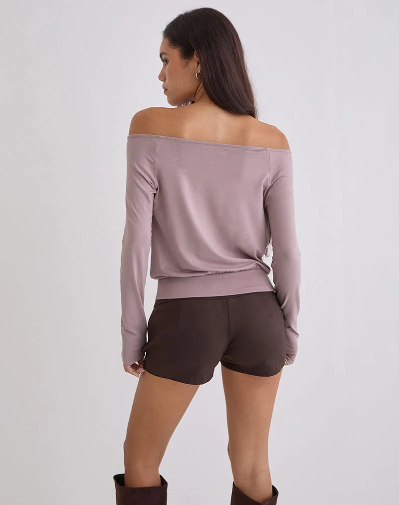 Sore Langarm-Cowl-Top aus Jersey in Dusty Mauve