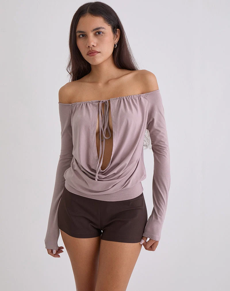 Sore Langarm-Cowl-Top aus Jersey in Dusty Mauve