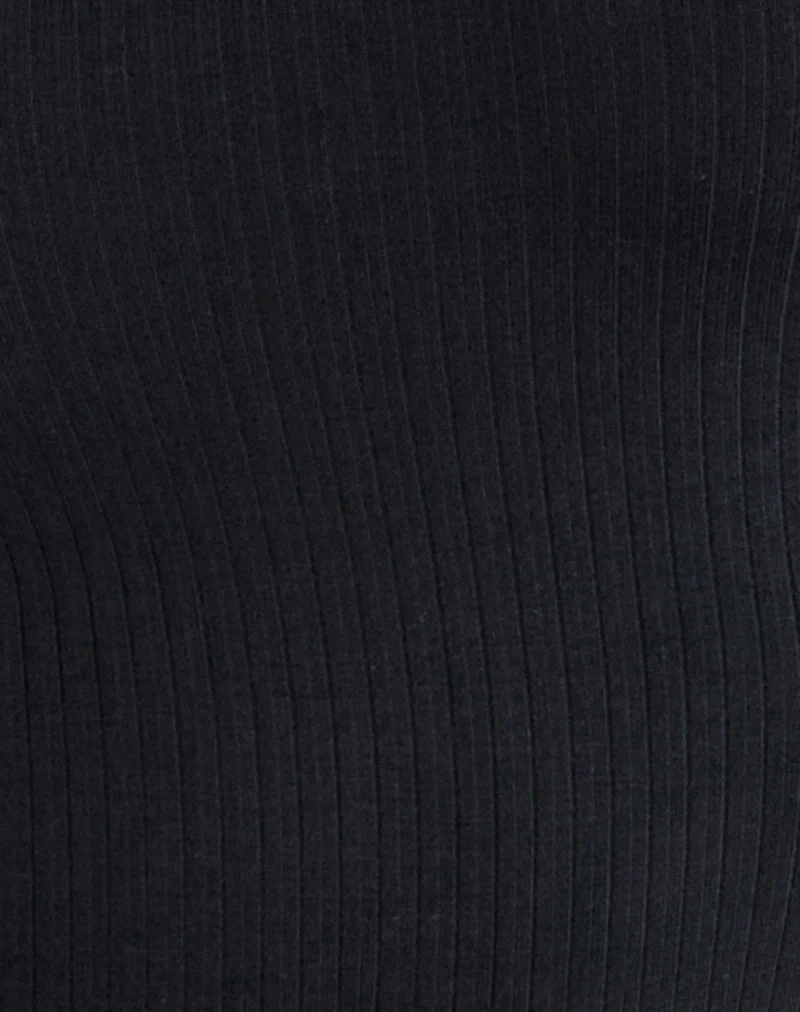 Sumala T-Shirt in dickem Rippstrick, schwarz