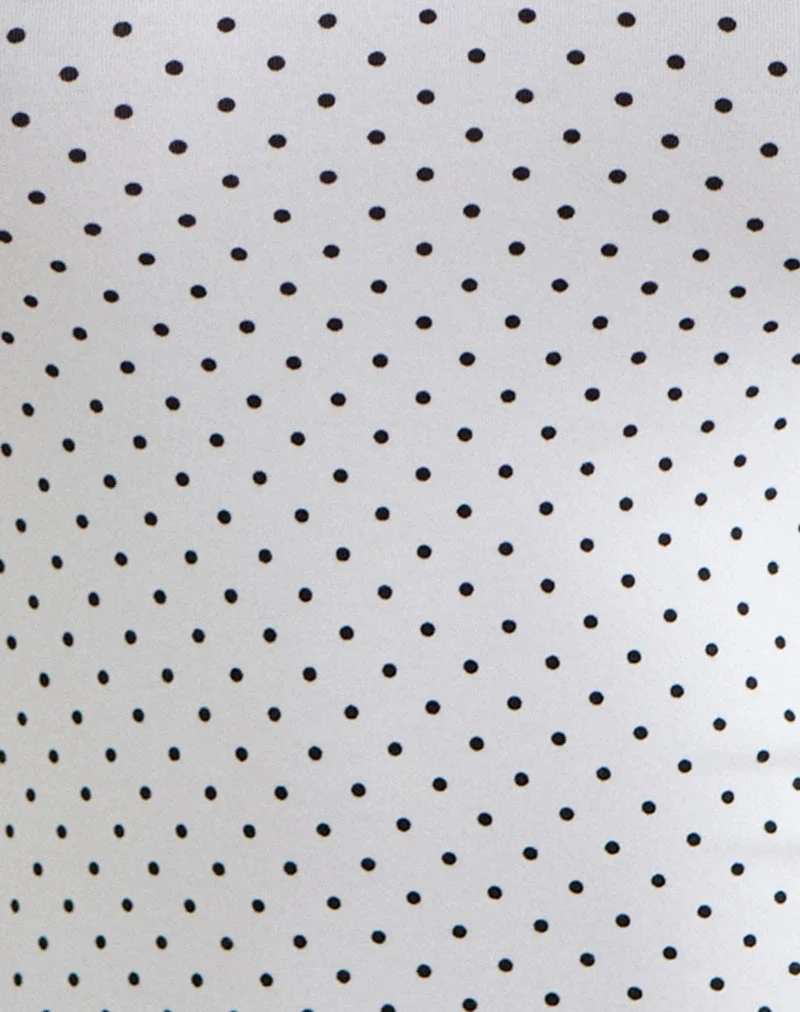 Delano Top in Weiß mit schwarzem Mikro-Polka-Print