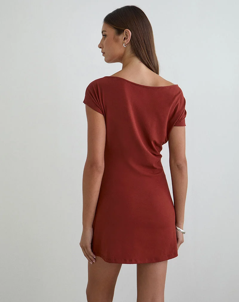 Genya Minikleid aus Jersey in Ziegelrot