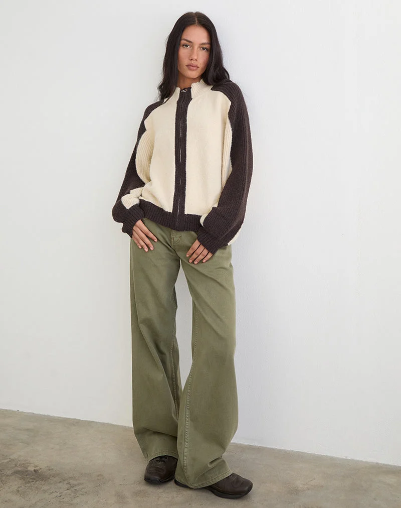 Asrar Pullover aus Strick in Creme und Braun