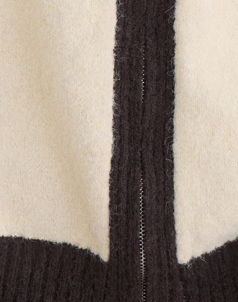 Asrar Pullover aus Strick in Creme und Braun