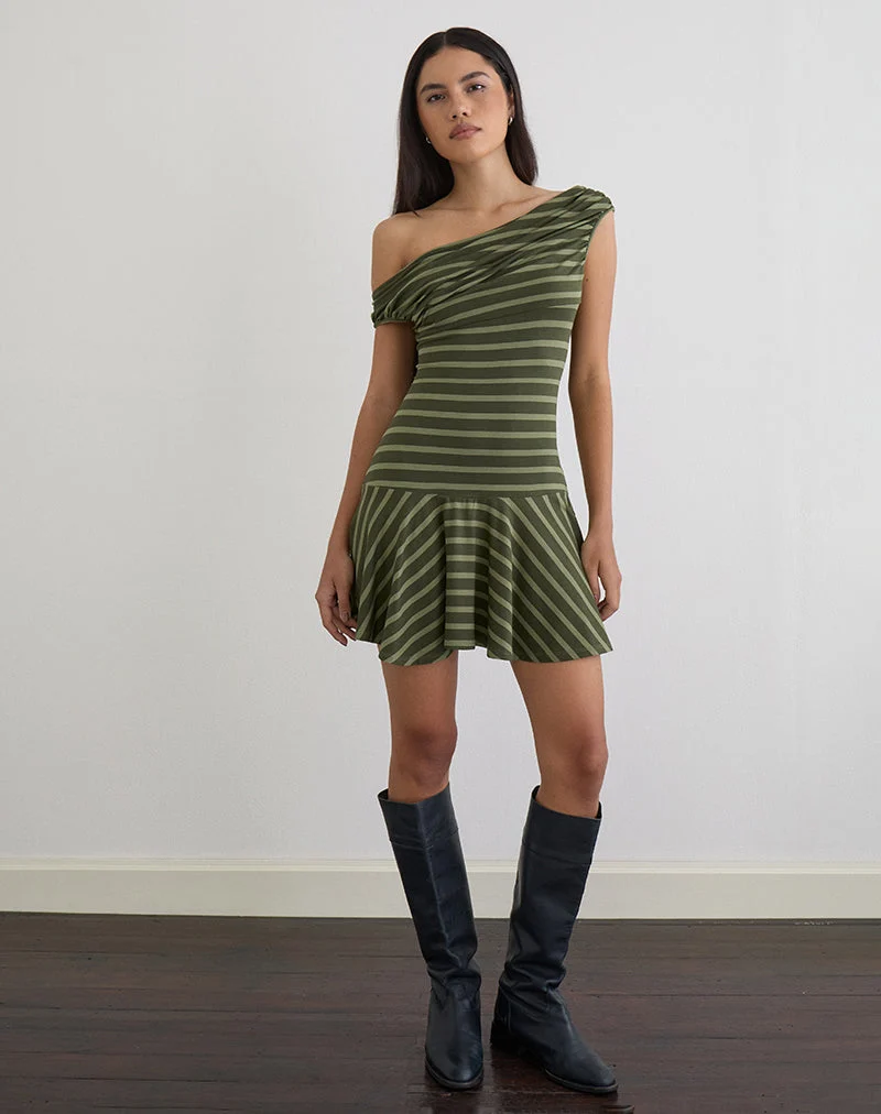 Mausari Minikleid mit breiten Streifen in Grün