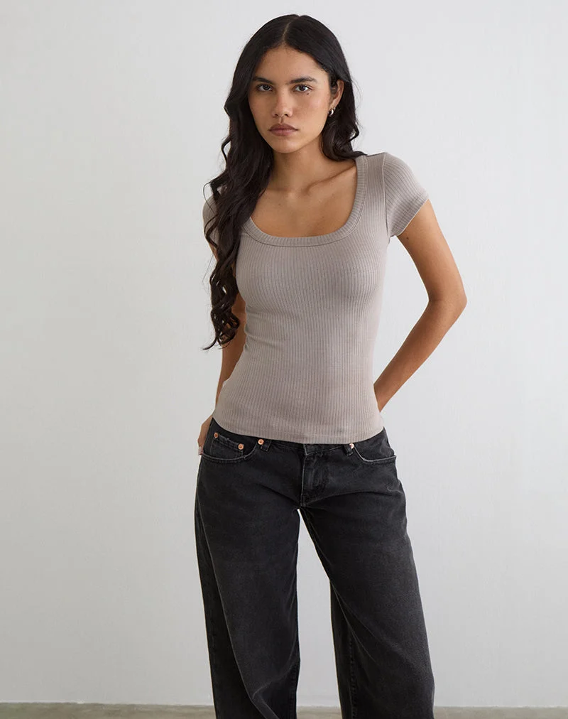 Sumala T-Shirt aus dickem Rippstoff Moon Rock