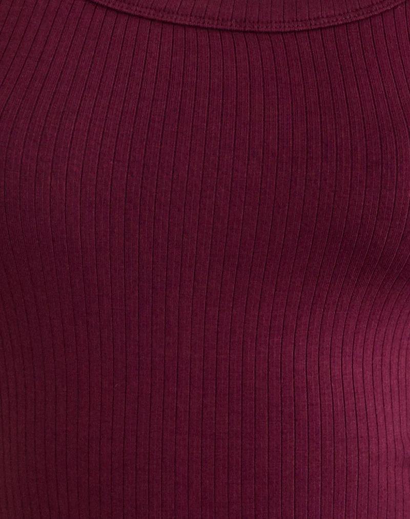 Sumala T-Shirt in dickem Rippstrick, Farbe Weinrot