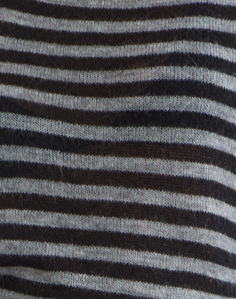 Suena Asymmetrischer Pullover mit Streifen in Schwarz und Grau