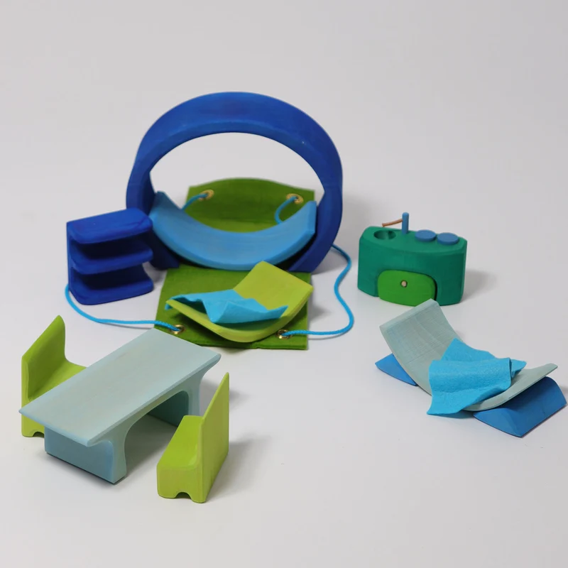 Grimm's Puppen Bauhaus blaugrün