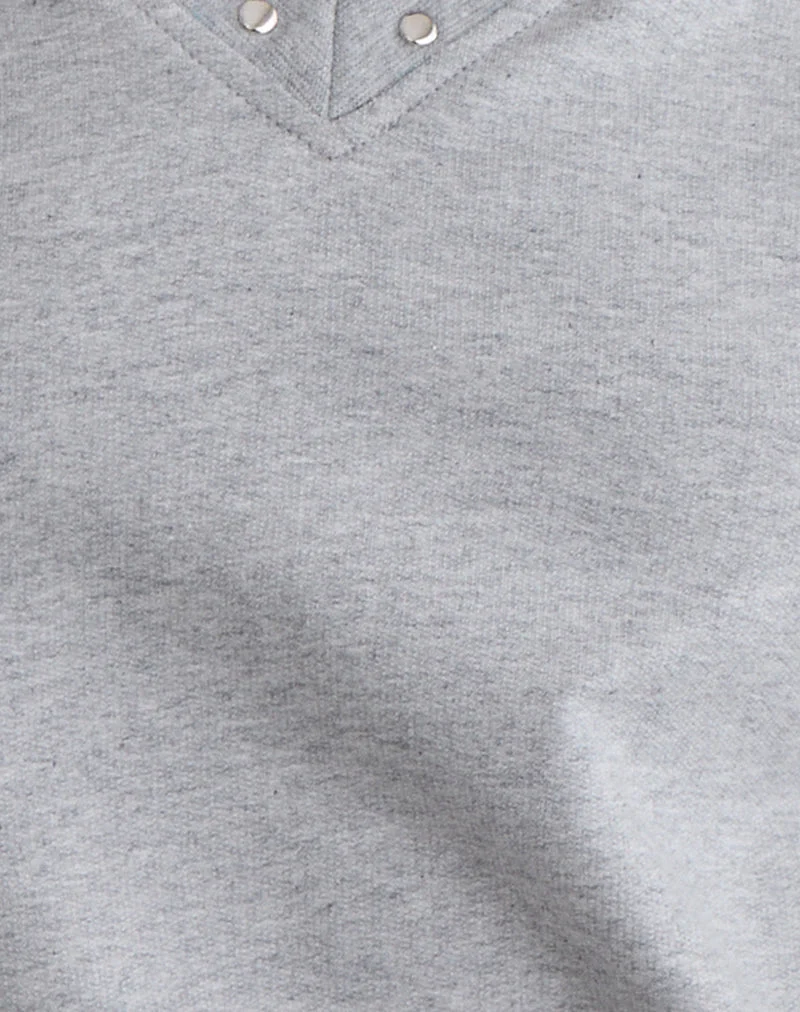 Lazuly Slim Sweatshirt in Grau meliert mit Nieten