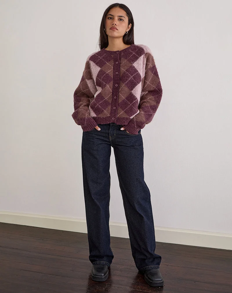 Eliana Strickjacke in Argyle Pink
