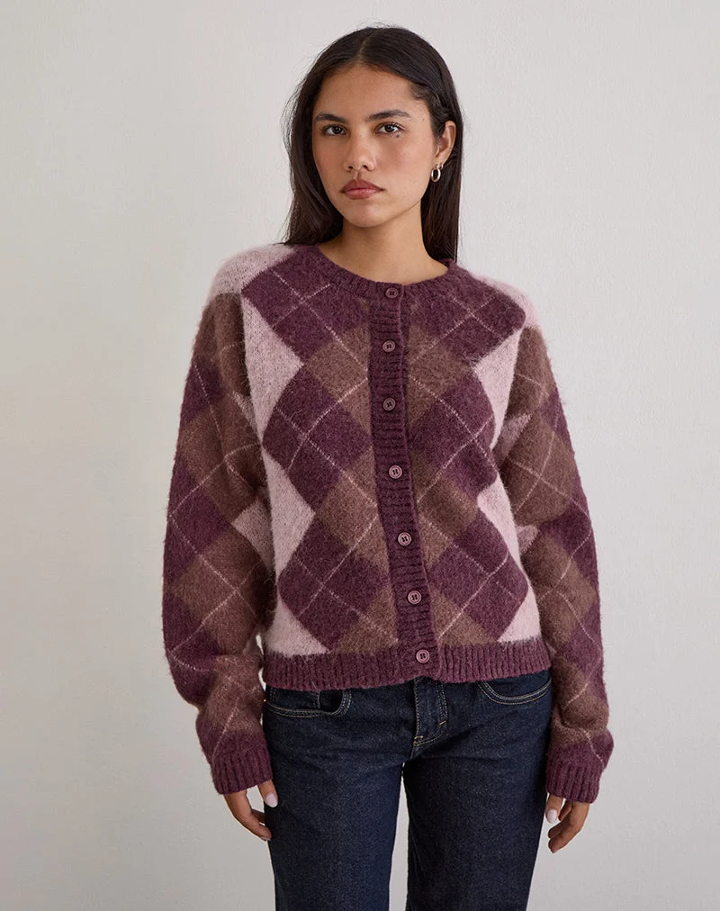Eliana Strickjacke in Argyle Pink
