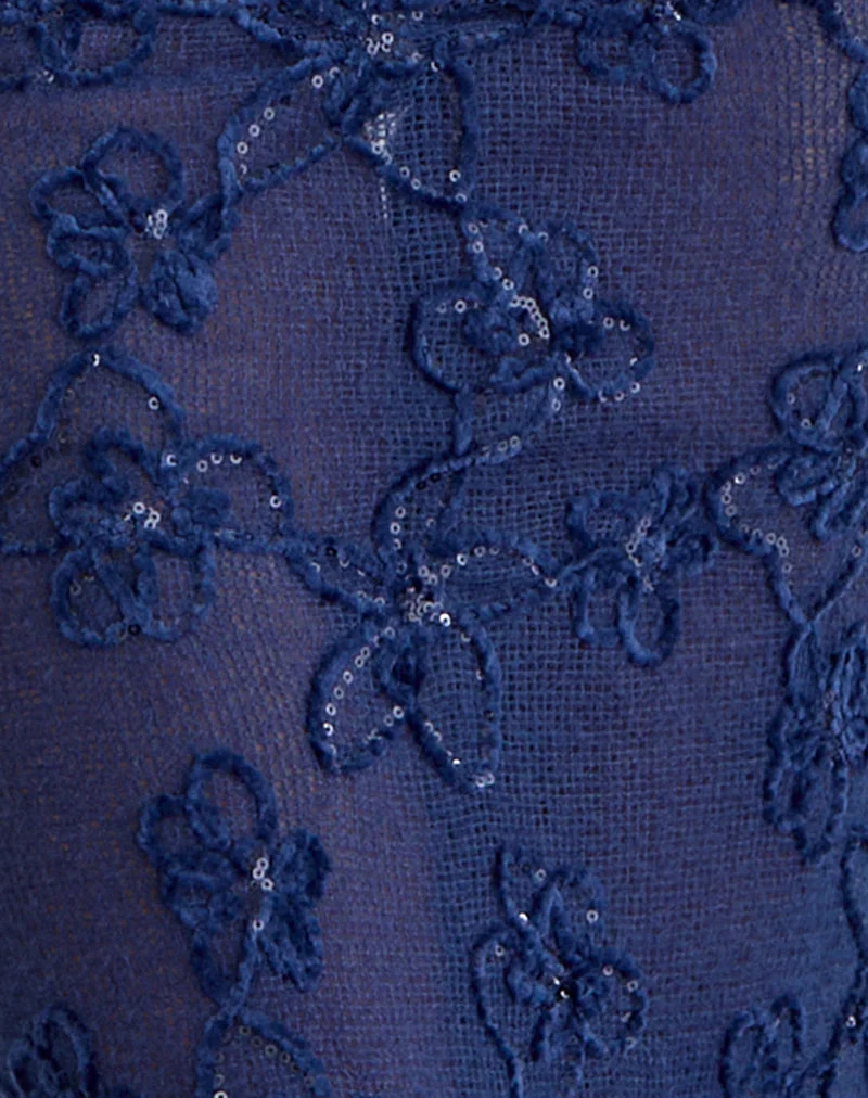 Alphia Maxirock aus Paillettenstrick in Marineblau