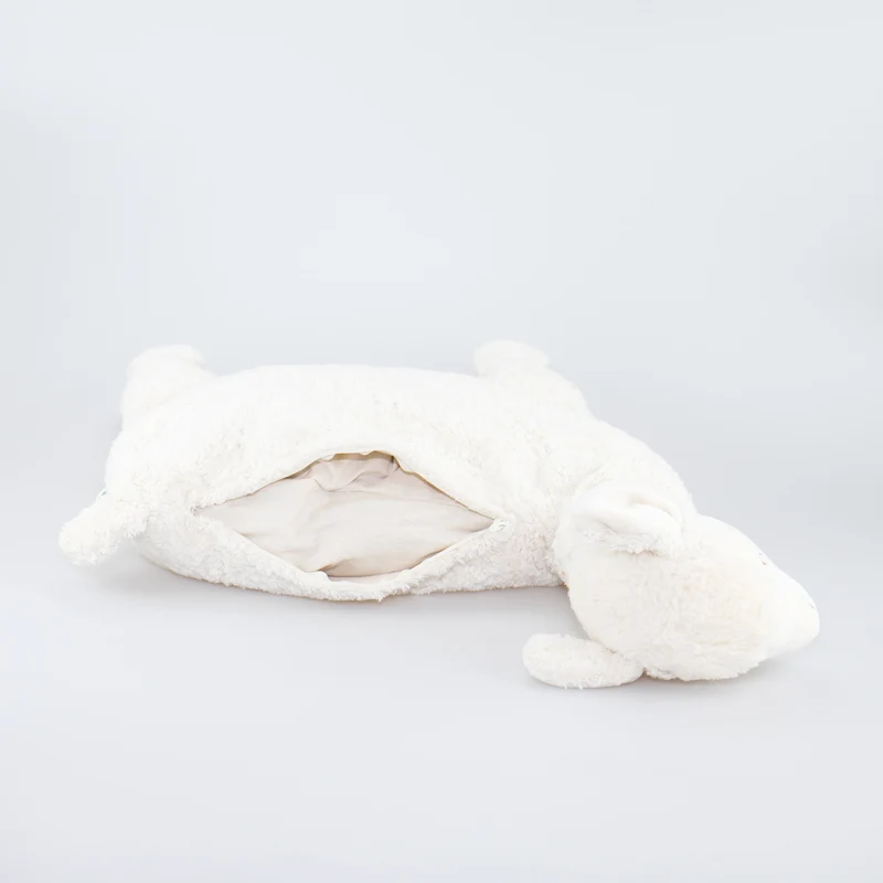 Kuscheltier großes Alpaka weiß mit Hirse-Inlett