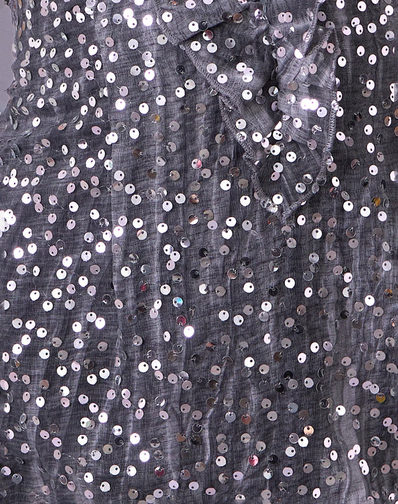 Kasuya Minikleid aus Chiffon mit grauen Pailletten