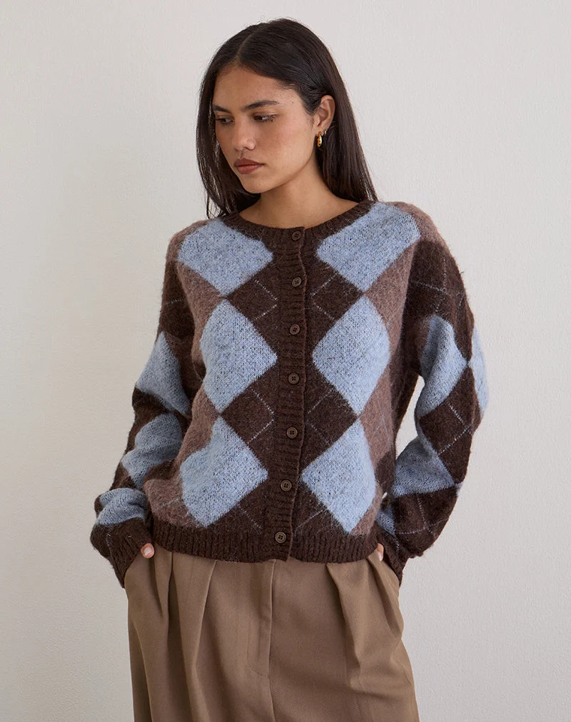Eliana Strickjacke in Argyle-Blau