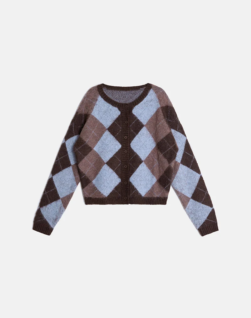 Eliana Strickjacke in Argyle-Blau