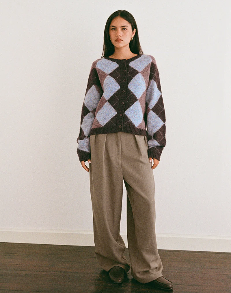 Eliana Strickjacke in Argyle-Blau