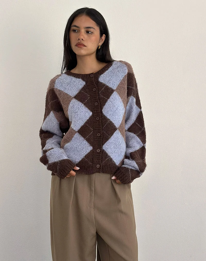 Eliana Strickjacke in Argyle-Blau