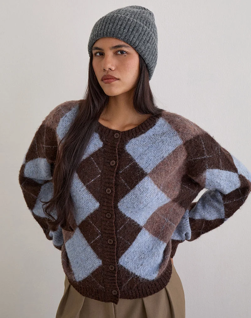 Eliana Strickjacke in Argyle-Blau