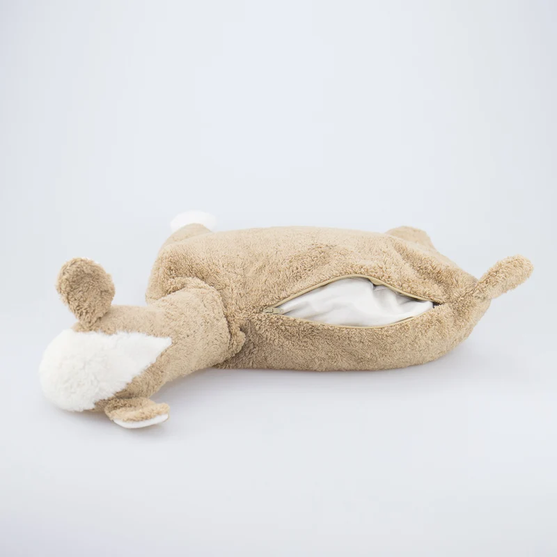 Kuscheltier großes Alpaka braun mit Hirse-Inlett